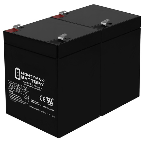 Mighty Max Battery 12V 5AH SLA Battery Replacement for GS Storage PE12V5 - 2 Pack ML5-12MP2160713124283